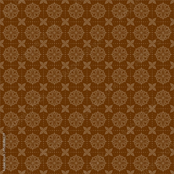 Obraz Mandala floral seamless pattern in Brown color, vector art with symmetrical Islamic decoration style, ideal for packaging, home decor, stationery, and fabric printing