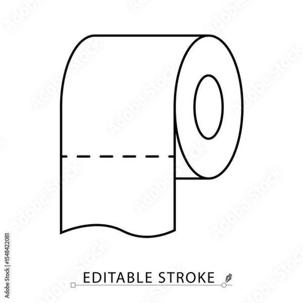 Obraz Toilet paper roll icon in minimal linear style. Symbol of hygiene, bathroom essentials, sanitation or restroom. Editable stroke.