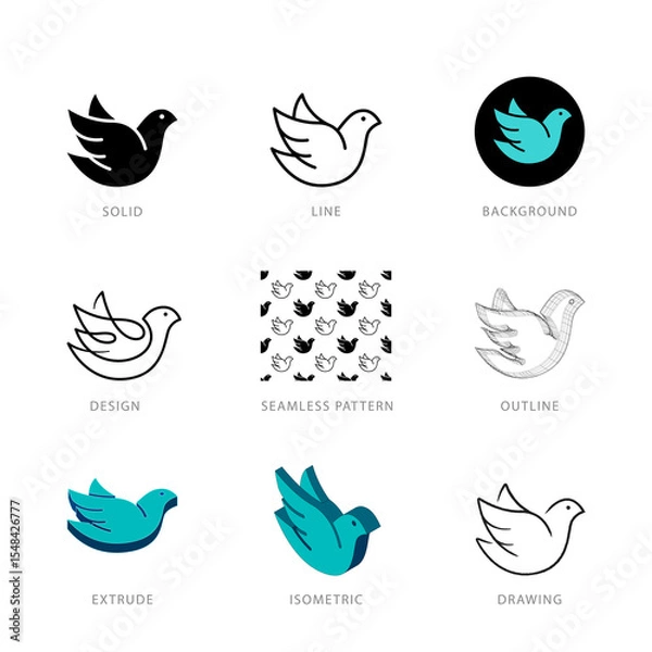 Fototapeta Each bird icon has its own creative design, and each design can meet the needs of different jobs.