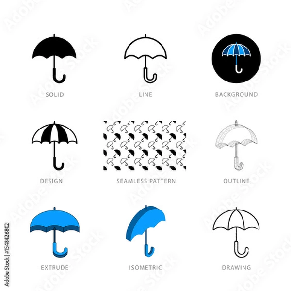 Fototapeta Each umbrella icon has its own creative design, and each design can meet the needs of different jobs.