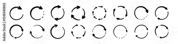 Obraz Hand drawn sketch rotation arrow symbol. Repeat round cycle doodle icon. Sync, load, downloading, renew symbol. Spinning arrow vector illustration. Crayon scribble. Process indicator
