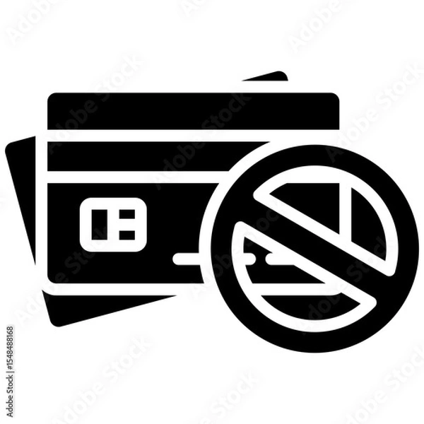 Obraz No credit card gylph icon. Simple vector icon design in gylph style. Editable vector format