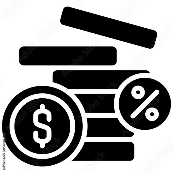 Obraz Interest rate gylph icon. Simple vector icon design in gylph style. Editable vector format