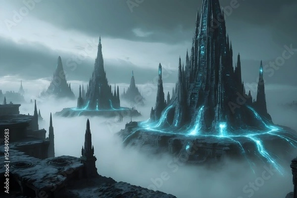 Fototapeta Sci-fi Structure in the fog