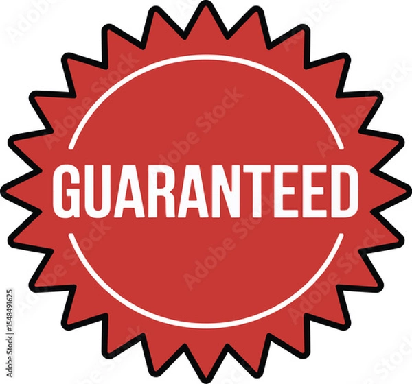 Fototapeta Red starburst guaranteed seal icon graphic