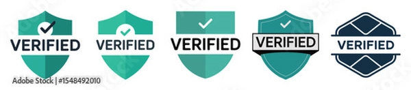 Fototapeta Five verified badges shield icons set for website