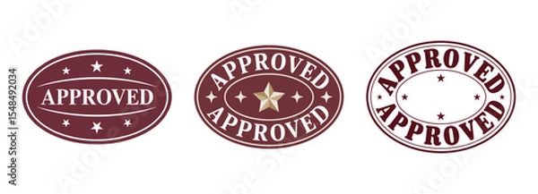 Fototapeta Three oval approved stamps with variations