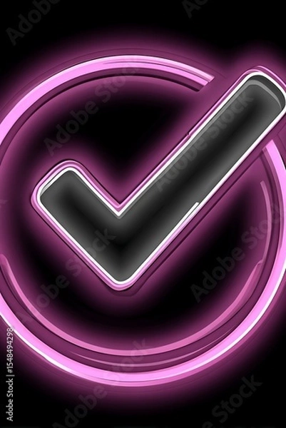 Obraz Pink check mark icon