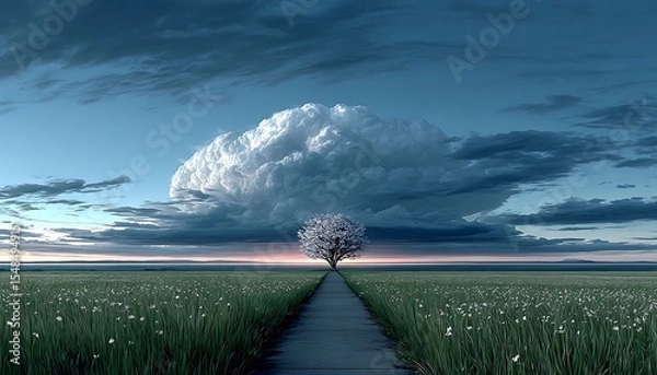 Obraz Dramatic path through a field