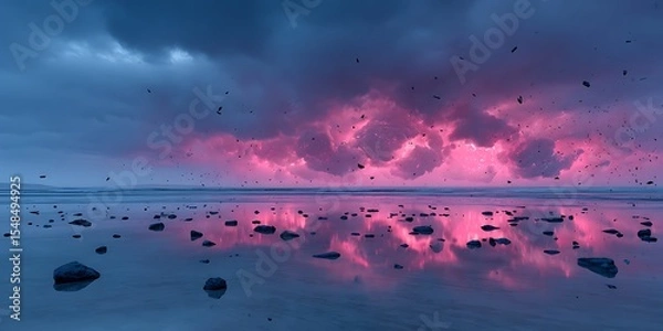 Obraz Pink sunset over a calm sea