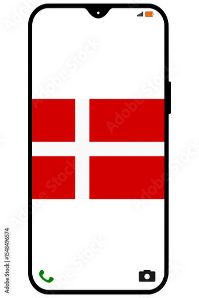 Obraz Denmark flag on a smartphone vertical display