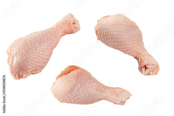 Obraz Set of Raw chicken leg isolated on white background
