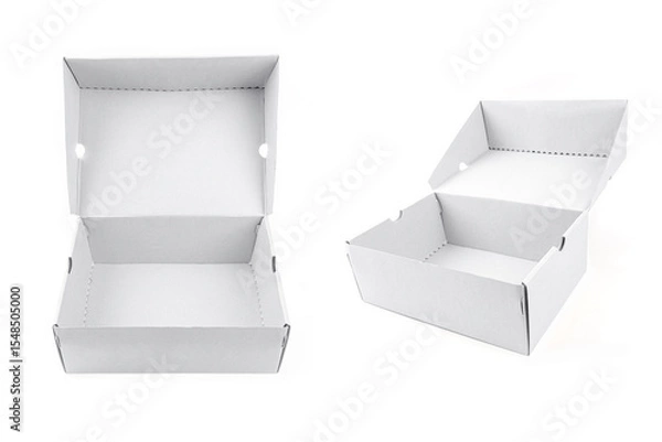Obraz White cardboard box isolated on white isolated on white background.