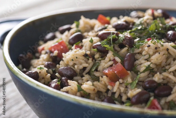 Obraz a close up of gallo pinto  the iconic rice and beans