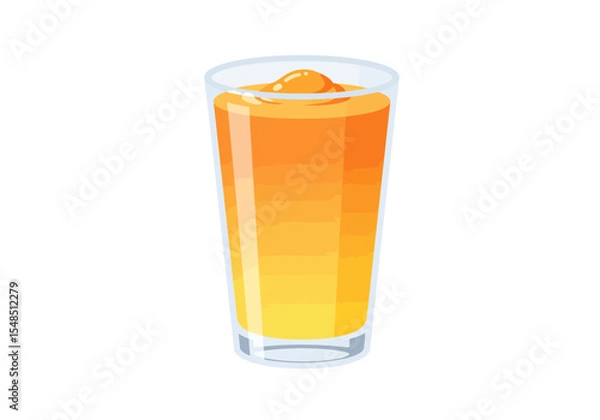 Obraz Orangeyellow smoothie or juice in a clear glass with a thick texture and small dollop on top