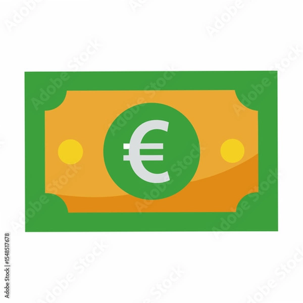 Fototapeta Stylized Euro Banknote Illustration with Green Border and Circle Representing European Currency and Financial Transactions in a Simple Modern Design for Business and Finance Concepts