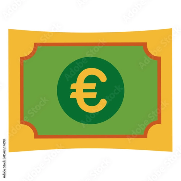 Fototapeta Stylized Euro Banknote Illustration with Green Background and Gold Euro Symbol Representing European Currency and Financial Transactions in a Simple and Modern Design