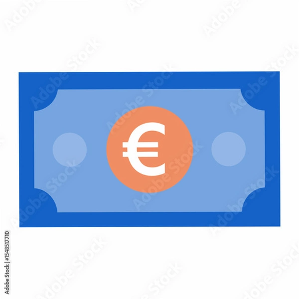 Fototapeta Stylized Euro Banknote Illustration on White Background Representing European Currency Finance and Economy with a Clean Modern Design for Financial Concepts and Business Applications