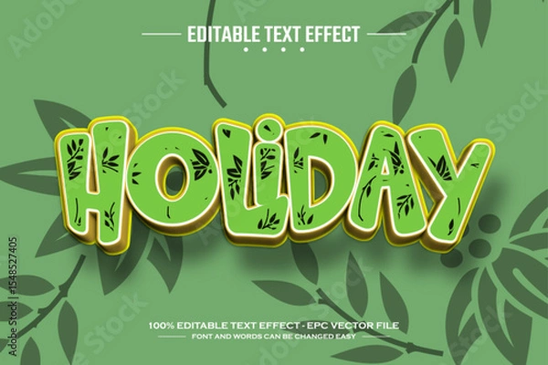 Fototapeta Holiday 3D editable text effect template