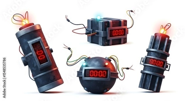 Obraz Four Cartoon Time Bombs on White