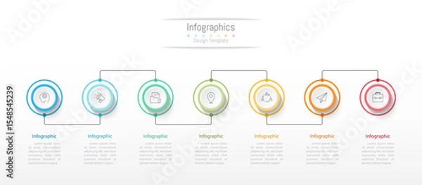Fototapeta Infographic 7 options design elements for your business data. Vector Illustration.