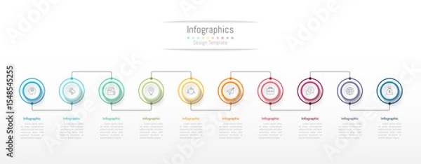 Fototapeta Infographic 10 options design elements for your business data. Vector Illustration.