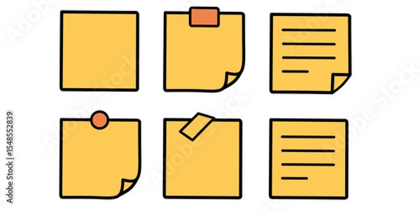 Obraz Versatile Sticky Notes & Memo Pads Vector Set for Design Templates