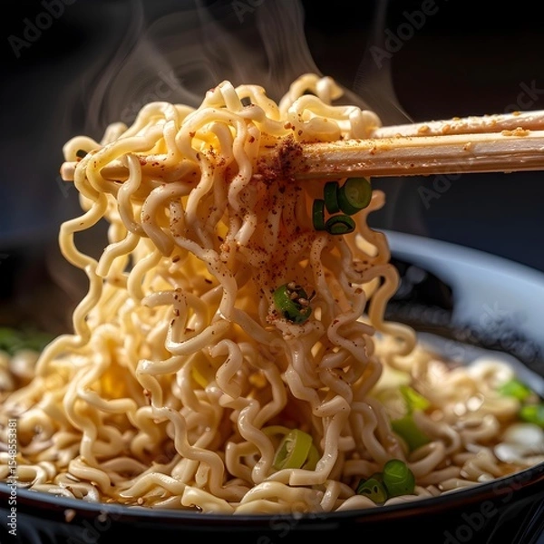 Fototapeta Perfectly Cooked Ramen Noodles - A Symphony of Texture and Flavor in