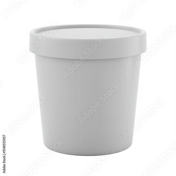 Fototapeta White container isolated on white background for food, ice cream, yogurt use cases.