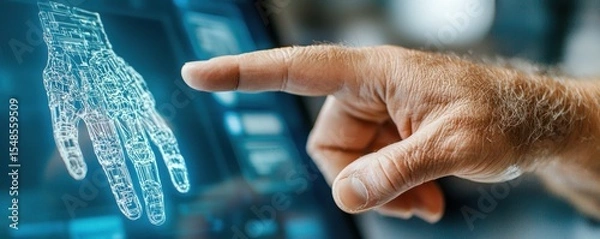 Fototapeta Futuristic digital interface with intelligence and advanced data visualization technology for cutting edge innovation and scientific research