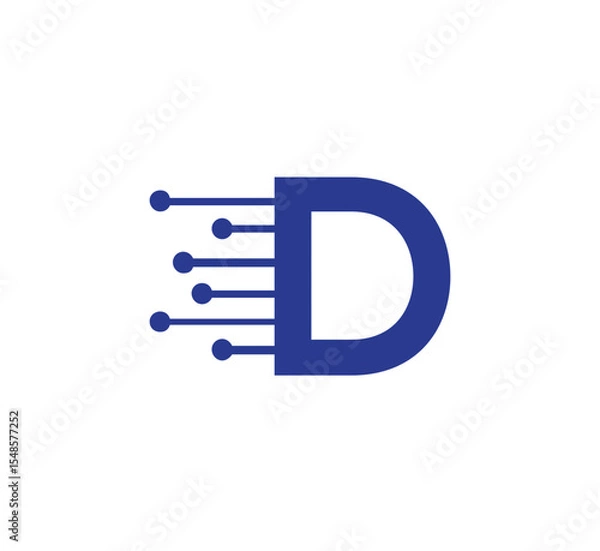 Fototapeta d logo design vector template, initial d letter logo design, d logo, d icon, d symbol, d initial, d symbol, d design, d vector logo, d shape, d simple logo, d it logo, d data logo.