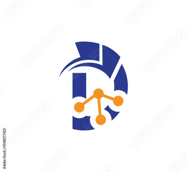 Fototapeta d logo design vector template, initial d letter logo design, d logo, d icon, d symbol, d initial, d symbol, d design, d vector logo, d shape, d simple logo, d it logo, d data logo.