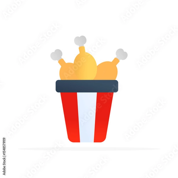 Fototapeta Fried chicken drumstick icon, colored flat vector. Modern and minimalist design.