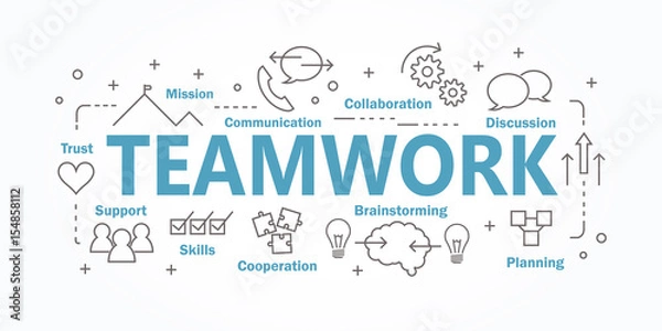 Obraz Vector banner flat design in teamwork concept.