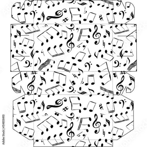 Obraz Box handmade design with music notes and musical signs.