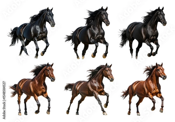 Fototapeta Stunning Close-up of Galloping Horses in Dynamic Motion Against a Dark Background