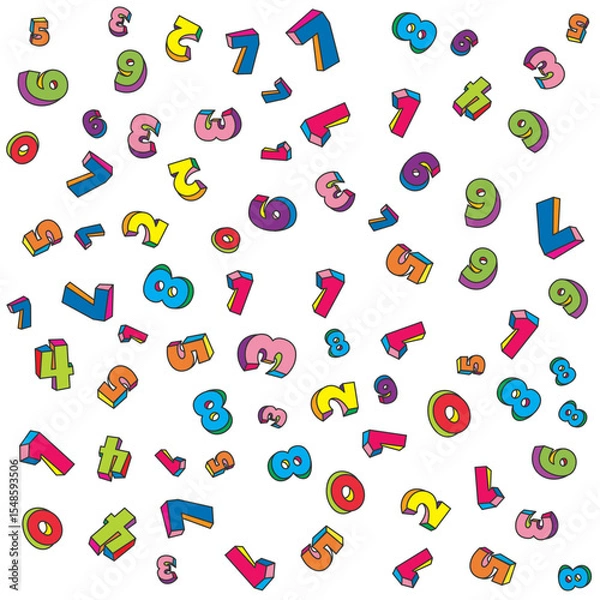 Obraz colorful scattered numbers pattern vector background