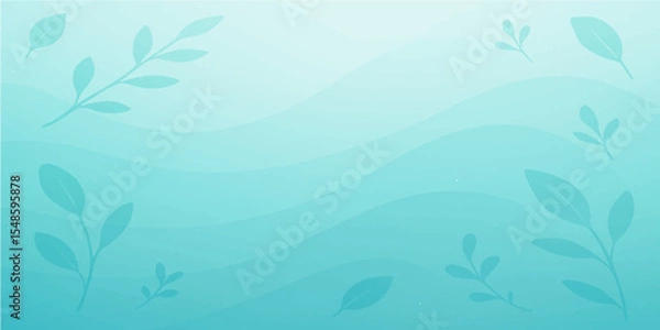 Obraz A seamless vector illustration of a blue floral background with butterflies, evoking an abstract underwater world with sunlight dancing through the waves