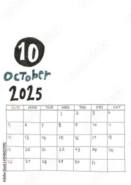 Obraz 2025년 10월 달력