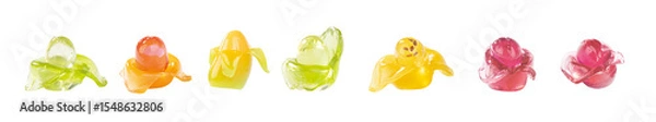Obraz Various fruit shaped gummies on a white background