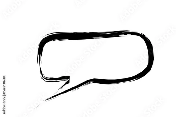 Fototapeta Hand-drawn grunge speech bubble icon with bold black brush stroke style on transparent png background, ideal for communication, chat, and expressive design elements