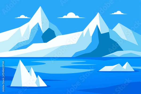 Fototapeta Arctic Landscape Serene Mountains and Floating Icebergs