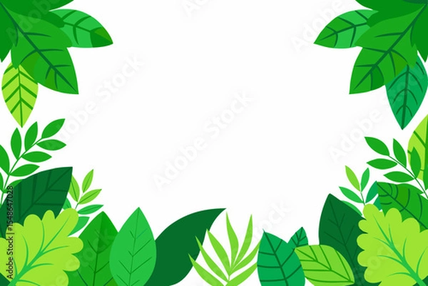 Fototapeta Green leaves form a natural frame, bordering the vibrant essence of nature's spring and summer foliage