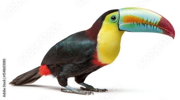 Fototapeta Colorful toucan profile against white (1)