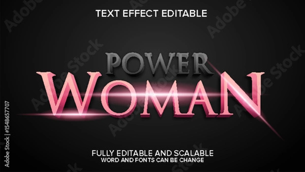 Obraz power woman text effect vector editable