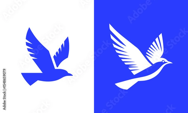 Obraz Abstract bird in flight blue and white design ai generated