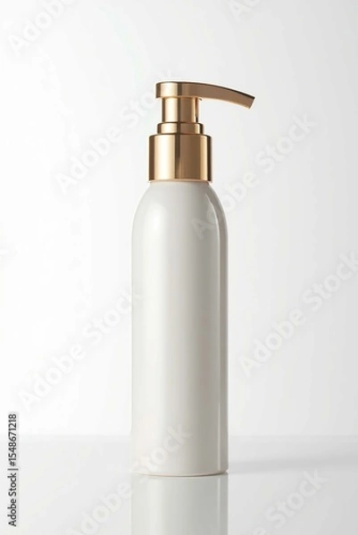 Obraz "Elegant Lotion or Soap Packaging Mockup Featuring Gold Cap and White Bottle"

