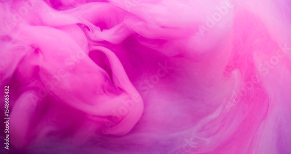 Fototapeta Color smoke blow. Pigment blend. Pink purple paint mixing cloud. Bright wave dye explosion fluid abstract background blur texture.