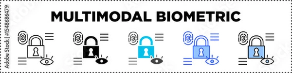 Fototapeta Multimodal Biometric Icon Pack Line And Glyph