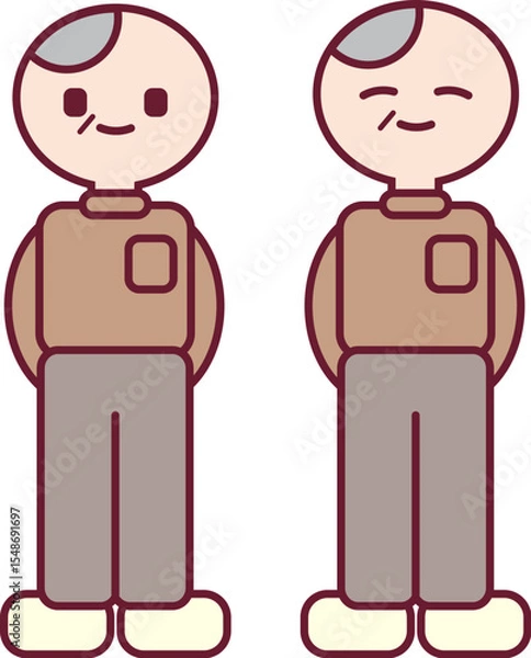 Fototapeta ポップでシンプルな年配の男性のイラストセット